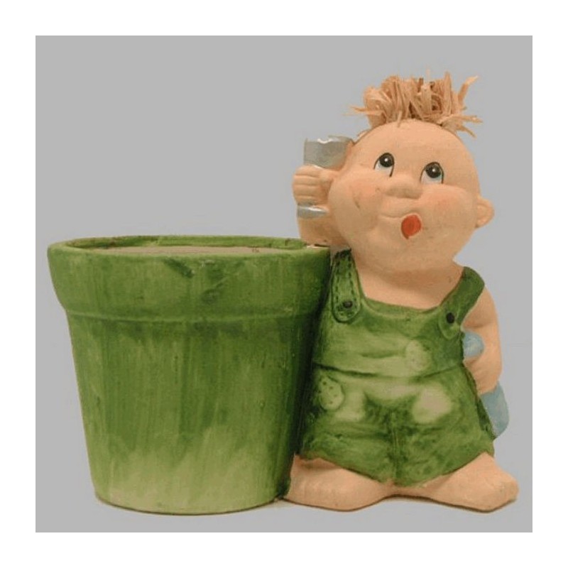 Flowerpot with man of ceramic