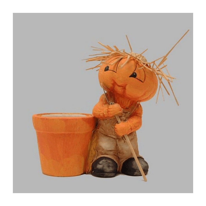 Flowerpot with pumpkin man of ceramic