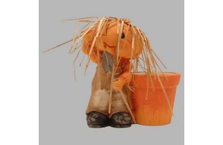 Pot de fleurs avec homme citrouille de céramique