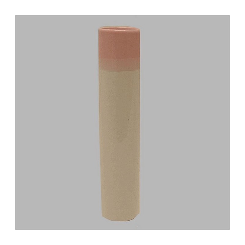 Vase tube couleur blanc-rose