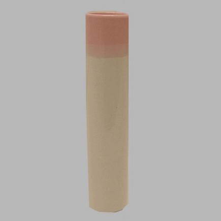 Vase tube couleur blanc-rose