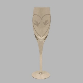 Champagne glas met tortelduiven