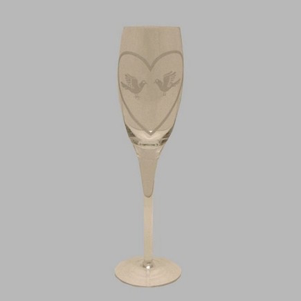 Champagne glas met tortelduiven
