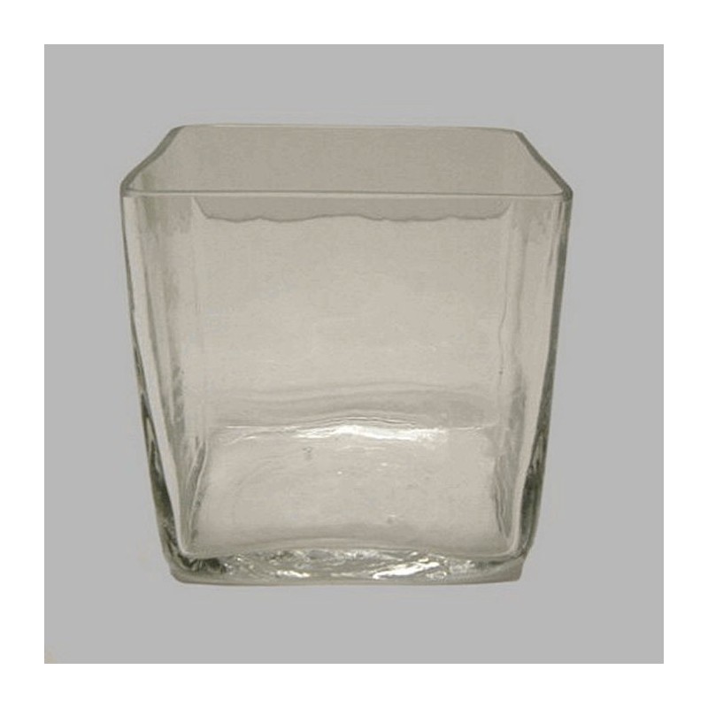 Vase carré fleur en verre hauteur 11.5 cm