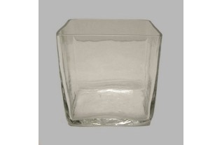 Glazen vierkante bloemenvaas hoogte 11 5 cm