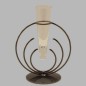 Glass pipe vase in wrought iron holder