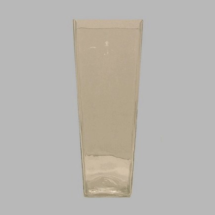 Glazen vierkante bloemenvaas Hoogte 39 cm