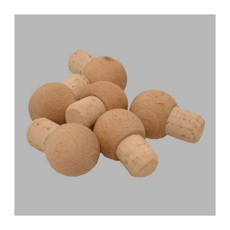 Cork for bottle with wooden knob