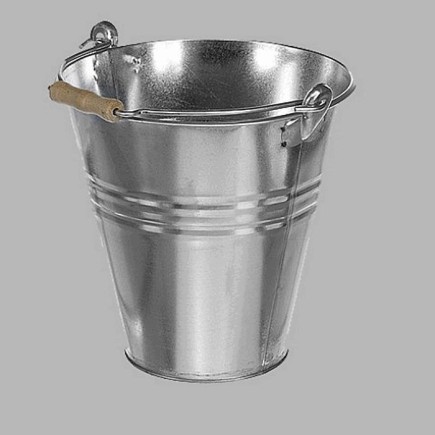 Zinken emmer met handvat glanzend 25 cm Hoogte 28 cm