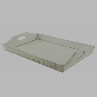 Plateau de service rectangulaire en bois rustique 27 x 42 x 4 cm