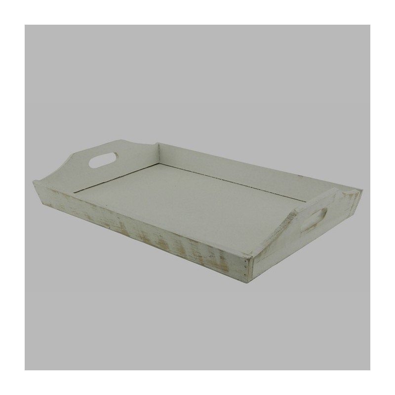 Plateau de service rectangulaire en bois rustique 27 x 42 x 4 cm
