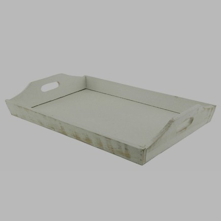 Plateau de service rectangulaire en bois rustique 27 x 42 x 4 cm
