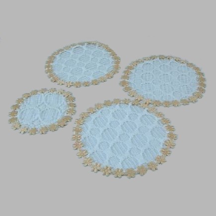 sous-verres de table avec bordure fleurie couleur blanc et rose 4 pièces