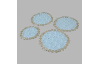 table coasters with flower border color white and pink 4 pieces