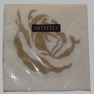 servetten van papier roos kleur wit goud 33 x 33 cm