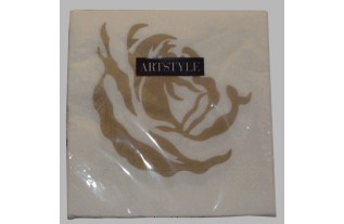 servetten van papier roos kleur wit goud 33 x 33 cm