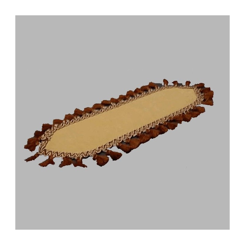 sier tafelkleed met flossen kleur licht bruin 52 cm