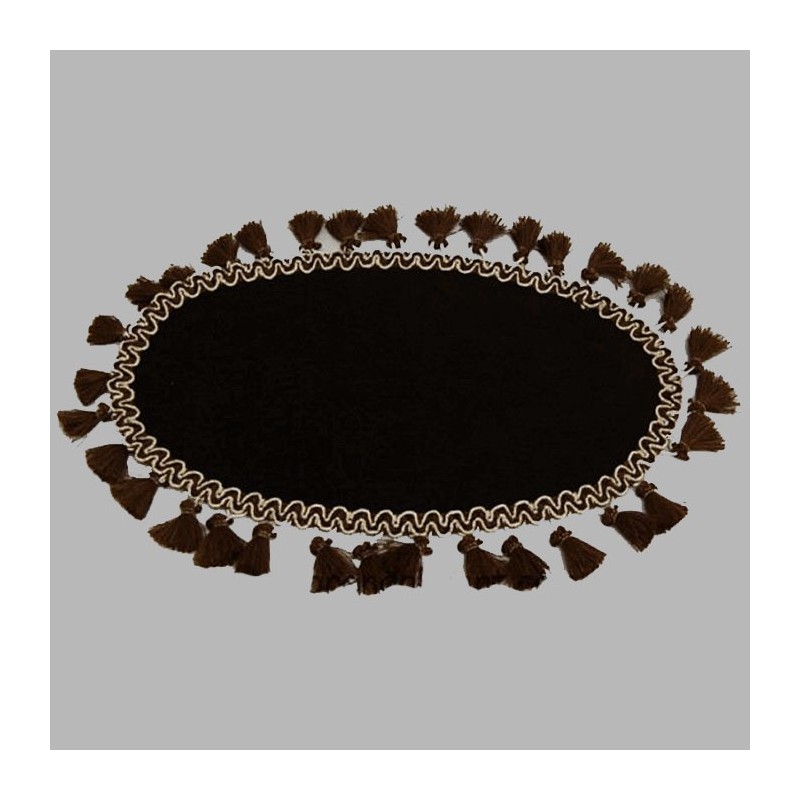 sier tafelkleed ovaal met flos kleur bruin 22 x 28 cm