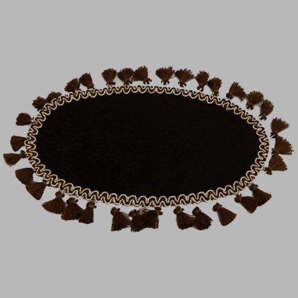 sier tafelkleed ovaal met flos kleur bruin 22 x 28 cm