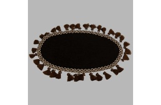 sier tafelkleed ovaal met flos kleur bruin 22 x 28 cm