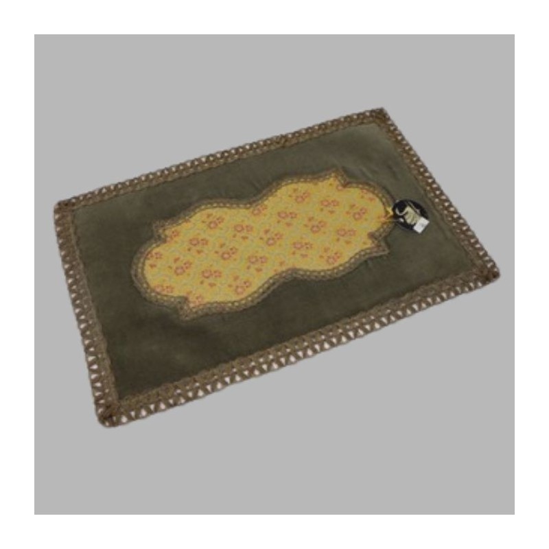 decorative rug velvet rectangular color green 40 x 26 cm