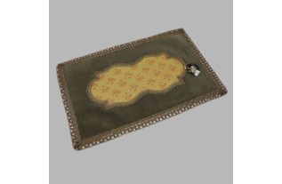 decorative rug velvet rectangular color green 40 x 26 cm
