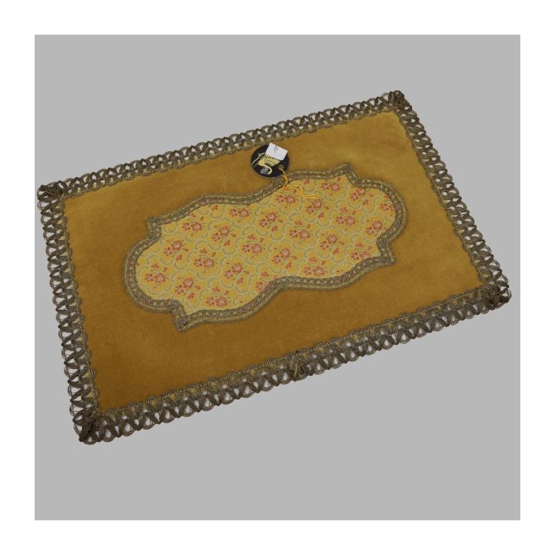 decorative rug velvet rectangular color gold 40 x 26 cm
