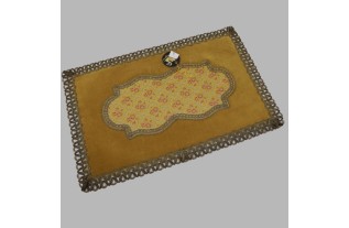 decorative rug velvet rectangular color gold 40 x 26 cm