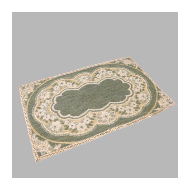 Tapis décoratif rectangulaire coloris vieux vert 35 x 55 cm