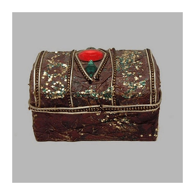 boîte pour décoration, pot-pourri ou bijoux coloris marron 10 x 7 cm H 6 cm