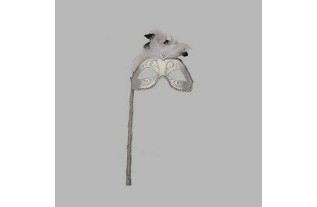 masker Venetie met handvat kleur zilver 17 cm breed