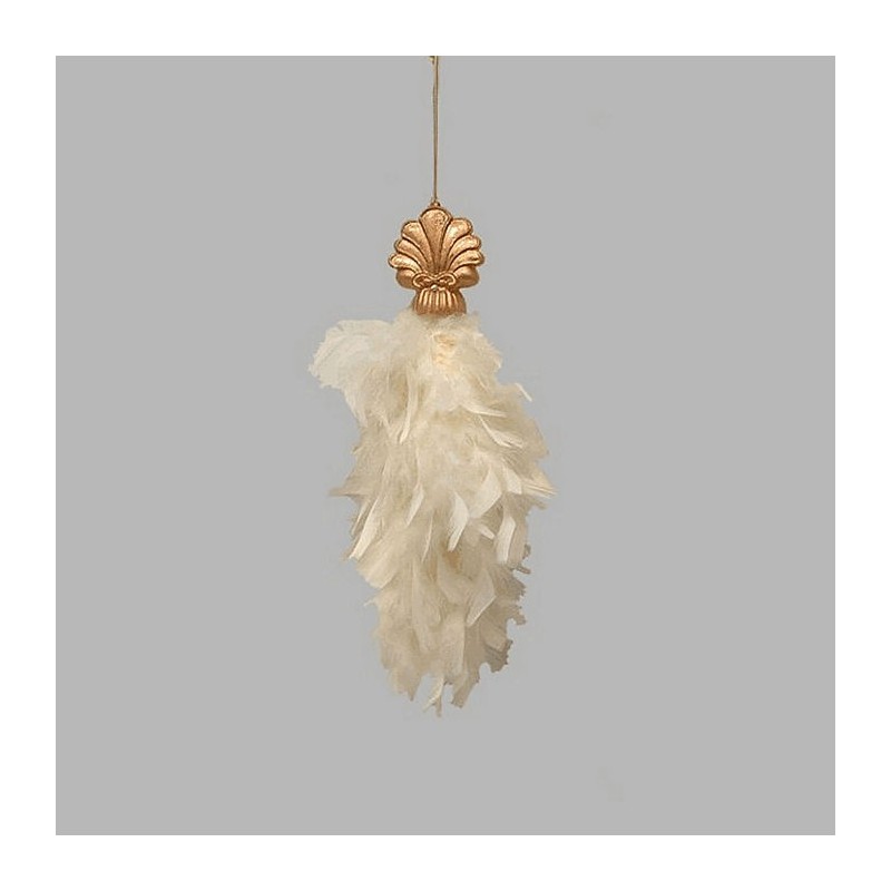 bundle de plumes couleur or et crème longueur 36 cm