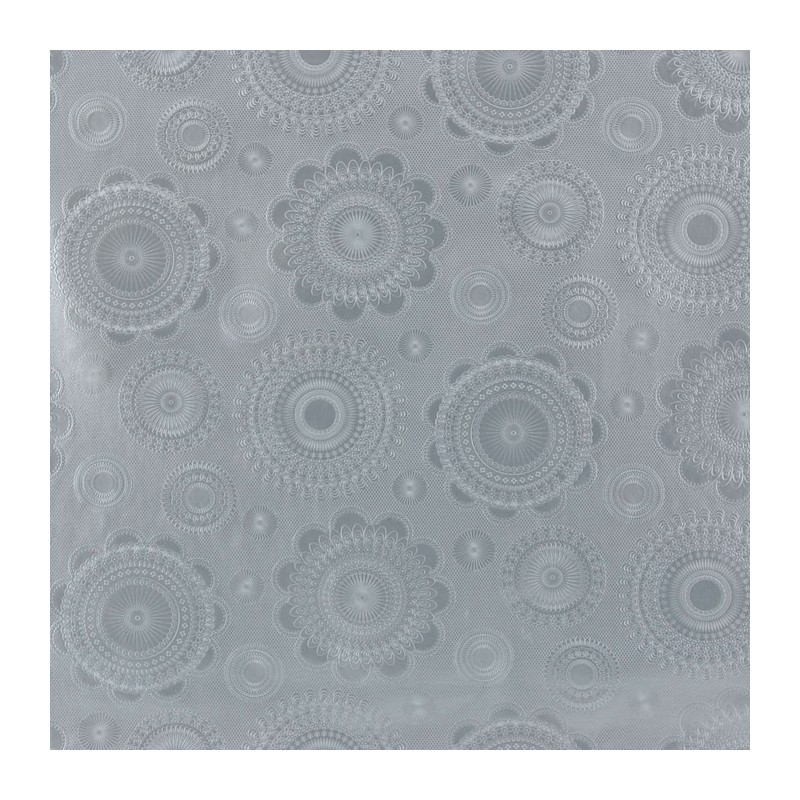toile cirée conception fleurs argent largeur 140 cm