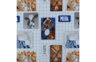 toile cirée design farm and milk largeur 140 cm