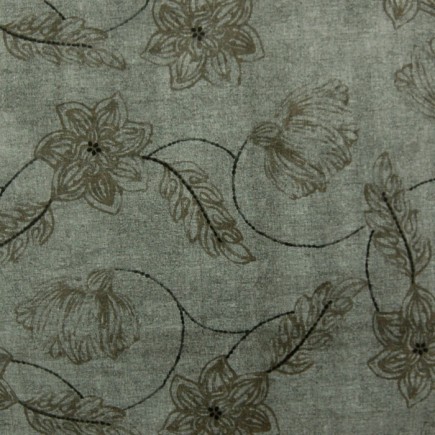 toile cirée design fleurs gris marron largeur 140 cm
