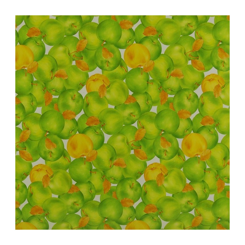 toile cirée de pommes verte et jaune largeur 140 cm toile cirée de pommes verte et jaune largeur 140 cm