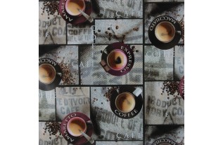 tafelzeil design koffie en jute breedte 140 cm