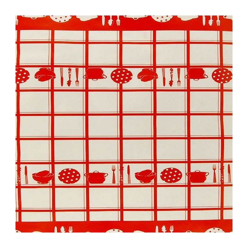 oilcloth design dinnerware red white width 140 cm