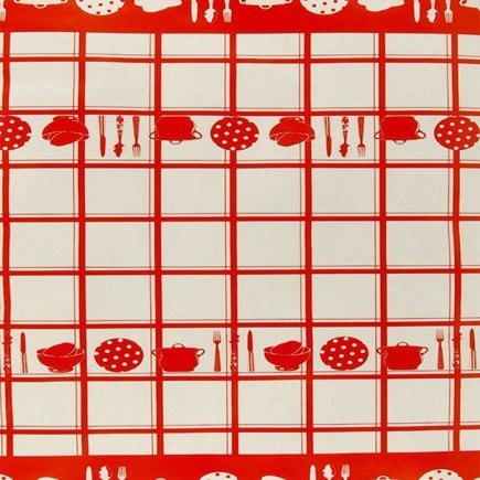 tafelzeil design servies rood wit breedte 140 cm