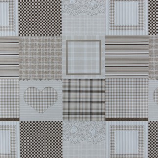 toile cirée conception patchwork brun-gris largeur 140 cm