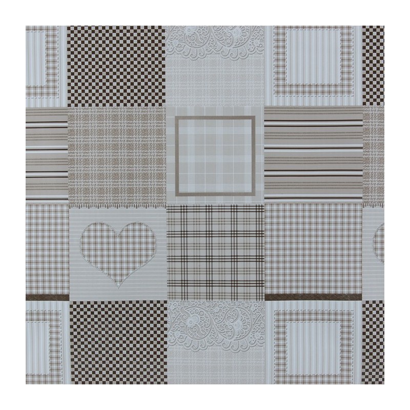 oilcloth design patchwork brown-grey width 140 cm