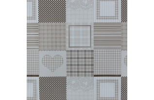 toile cirée conception patchwork brun-gris largeur 140 cm