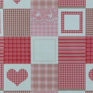 tafelzeil design patchwork rood breedte 140 cm