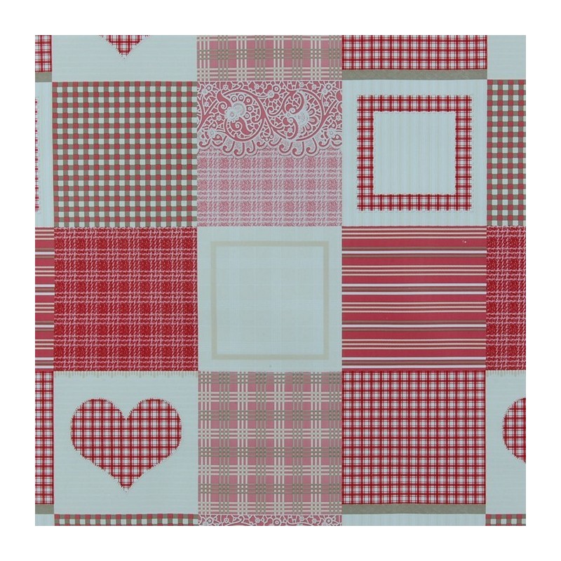 tafelzeil design patchwork rood breedte 140 cm