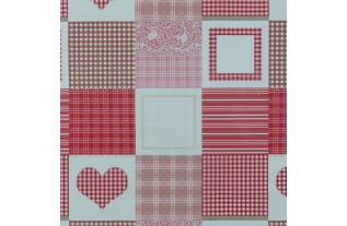 toile cirée conception patchwork rouge largeur 140 cm