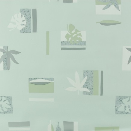 oilcloth design leaves light green width 140 cm