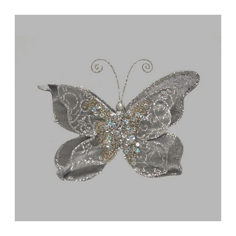 butterfly color mother of pearl silver 20 x 16 cm