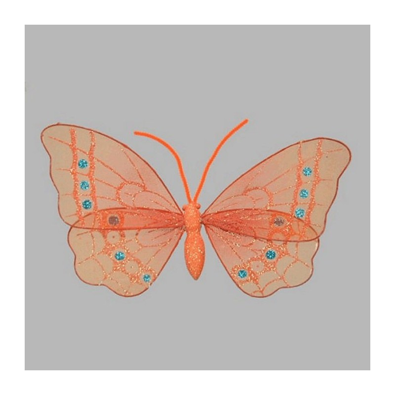 papillon couleur orange avec des paillettes 29 x 17 cm