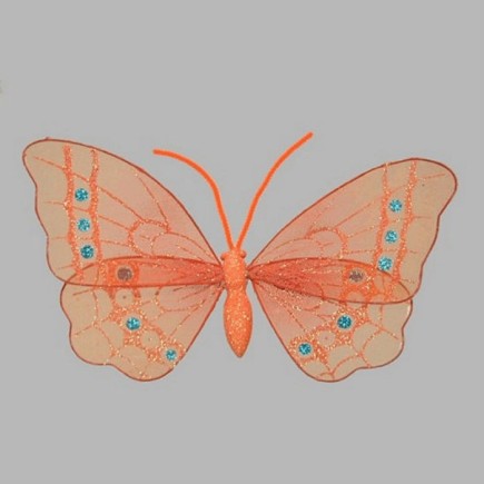 papillon couleur orange avec des paillettes 29 x 17 cm