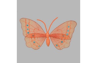 papillon couleur orange avec des paillettes 29 x 17 cm